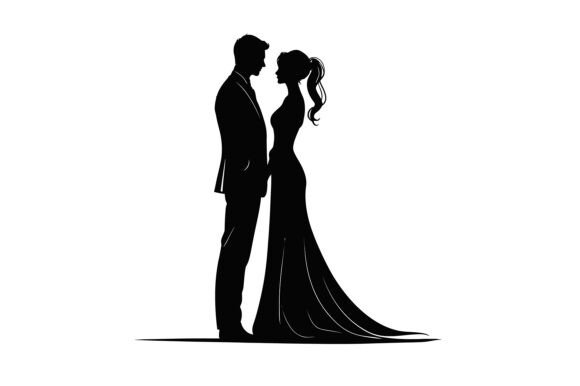 A Bride and Groom Standing Together: A Versatile Vector Illustration