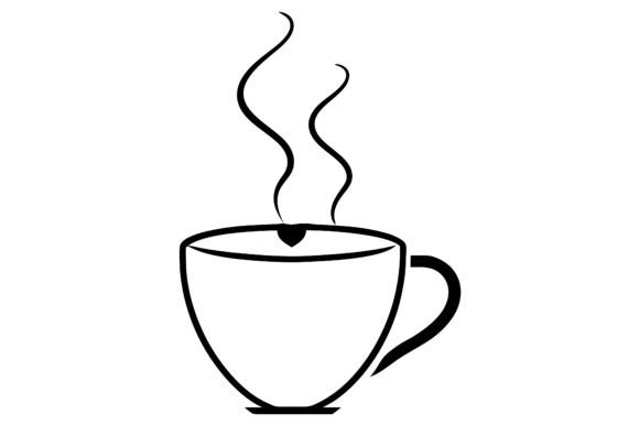 Abstract Coffee Cup with Heart Steam: A Modern Icon for Branding and Design