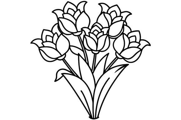 Abstract Flower Bouquet Outline Line Sketch