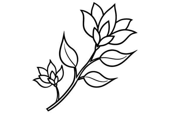 Abstract Flower Branch Minimal Line Draw