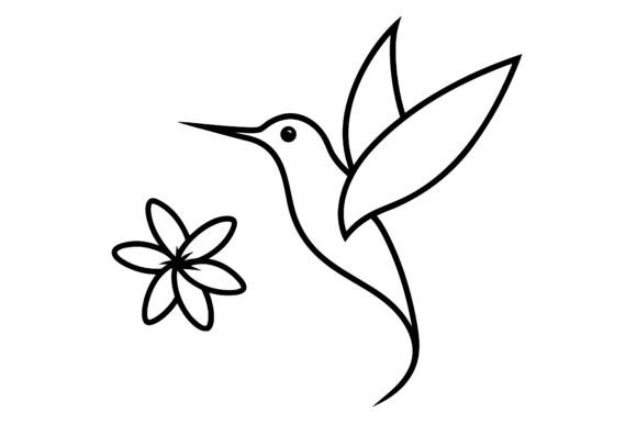 Abstract Hummingbird and Flower Line Design: A Modern Branding Asset