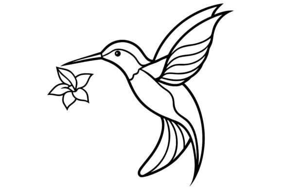 Abstract Hummingbird Drinking from Flower: A Modern Icon for Brand Identity
