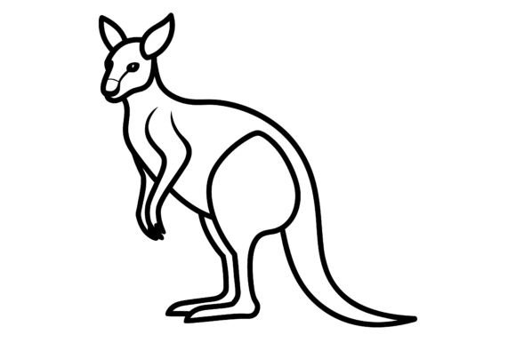 Abstract Kangaroo Outline Line Drawing