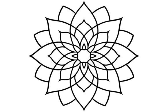 Abstract Lotus Flower Mandala Circle Lin