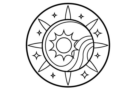Abstract Sun and Moon Star Circle Line Art: A Modern Design Essential