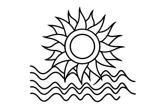 Abstract Sun and Waves Continuous Line: A Modern Design Essential