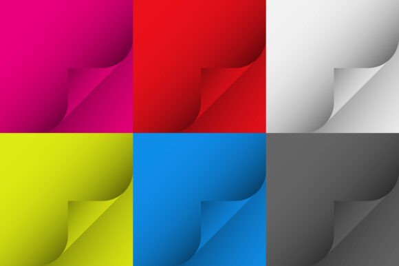 Colorful Page Curl Set Realistic Vector