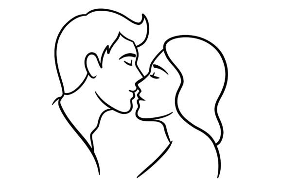 Couple Kissing Minimal Line Outline: A Modern Design Essential