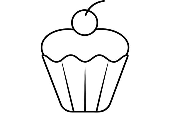 Cupcake Minimalist Line Art: Modern Design Assets