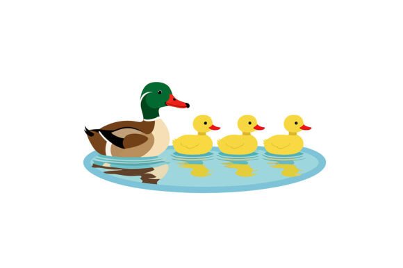 Ducklings Swimming in the Pond: A Vector Illustration for Versatile Design Projects