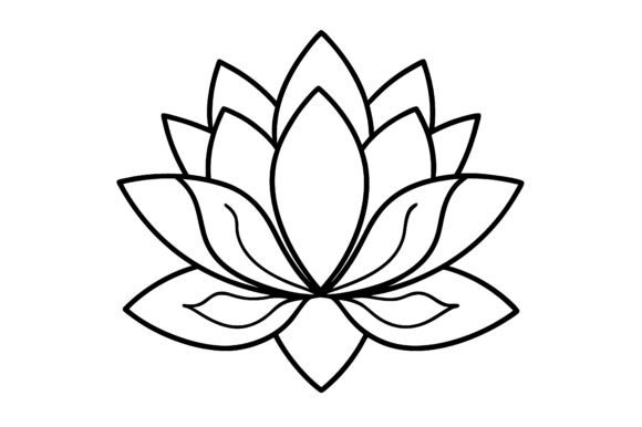Elevating Digital Branding with the Abstract Lotus Flower with Leaves Line D
