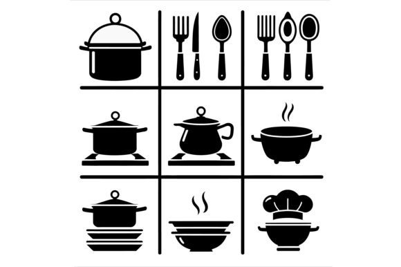 Kitchenware Icons: Cooking and Dining Design