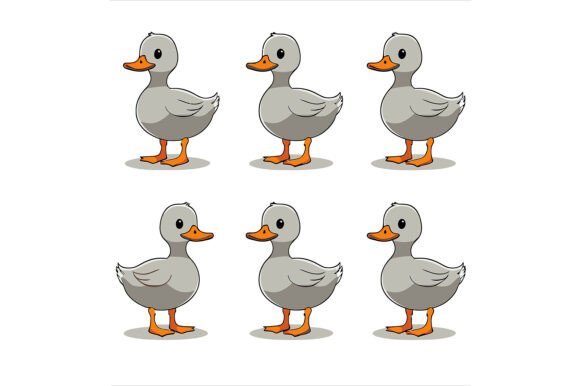Six Cute Ducks Standing in Row: A Versatile Design Asset