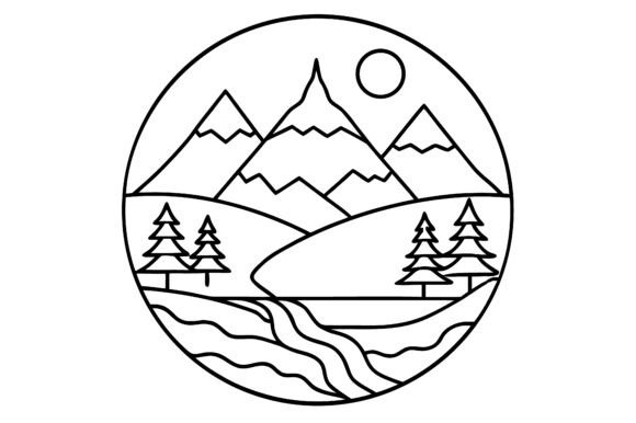 The Art of the Abstract Mountain Peak Line Art Sketch